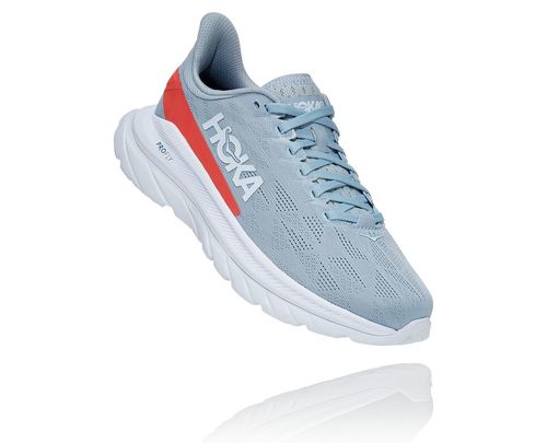 Hoka One One Dame Mach 4 Road Løpesko Blå Fog/Hot Coral Norge-43CHO